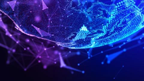 Network concept background with World map. Internet and technology. 3d Illustrazione stock