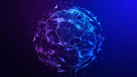 Network concept background with World map. Internet and technology. 3d 스톡 일러스트