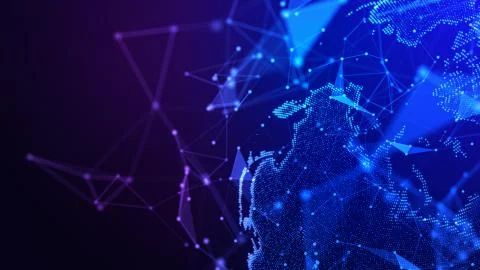 Network concept background with World map. Internet and technology. 3d Stock-Illustration