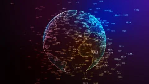 Network concept background with World map. Internet and technology. 3d Stock-Illustration