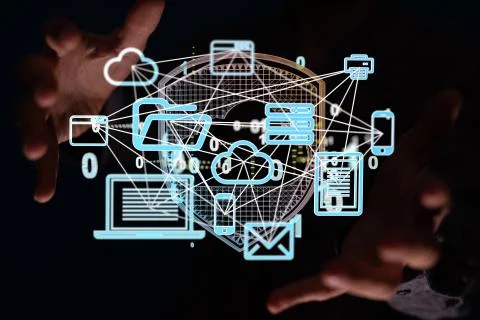 A Network concept with connecting dots and lines 스톡 사진