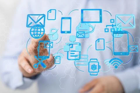 A Network concept with connecting dots and lines 스톡 사진