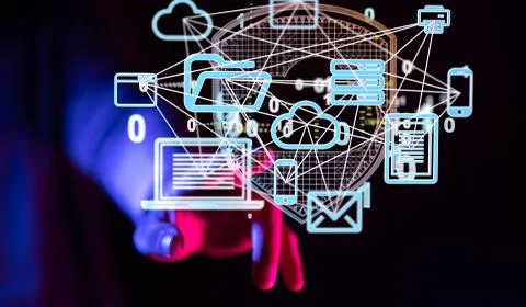 A Network concept with connecting dots and lines 写真素材