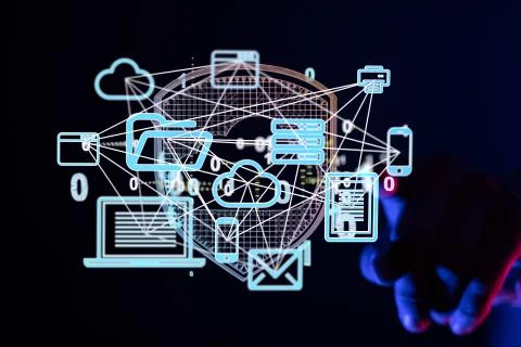 A Network concept with connecting dots and lines 스톡 사진