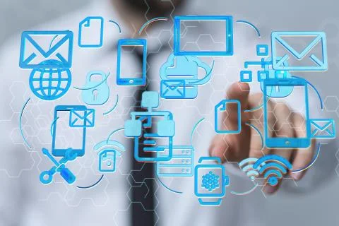 A Network concept with connecting dots and lines 写真素材
