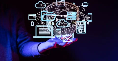 A Network concept with connecting dots and lines 스톡 사진