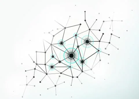 Network concept connections with lines, circles and dots Stock Illustration