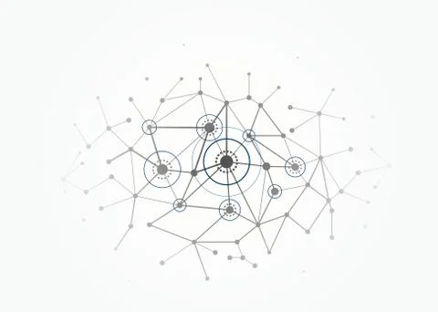 Network concept connections with lines, circles and dots Stock Illustration
