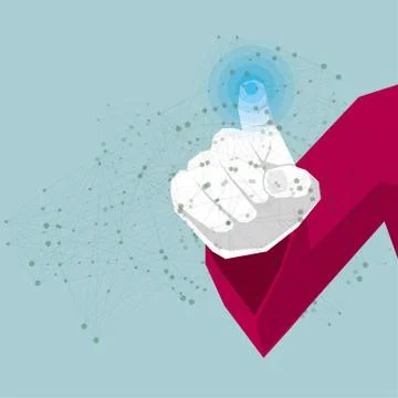 Network concept design, finger touch screen. Stock Illustration