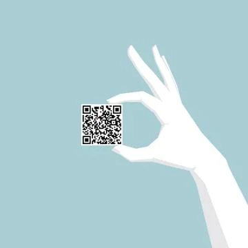 Network concept design, hand holding two-dimensional code symbol. Stock Illustration