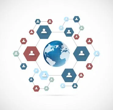 Network concept with hexagons Stock Illustration