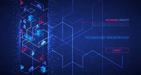Network Concept. Isometric theme for your business. Illustrazione stock