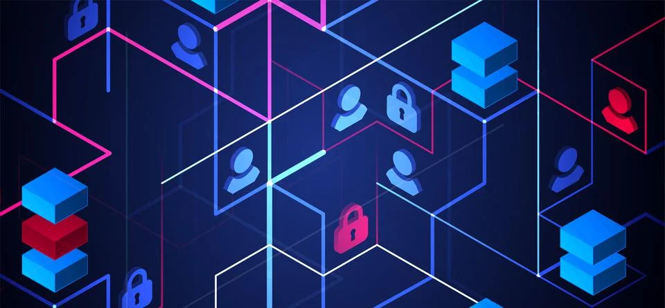 Network Concept. Isometric theme for your business. Illustrazione stock
