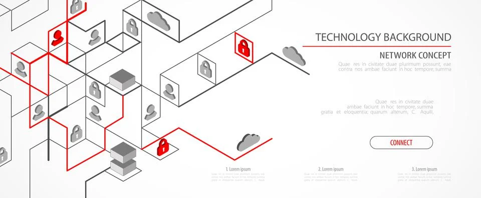 Network Concept. Isometric theme for your business. Illustrazione stock