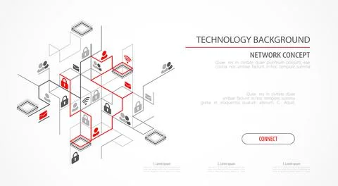 Network Concept. Isometric theme for your business. Illustrazione stock
