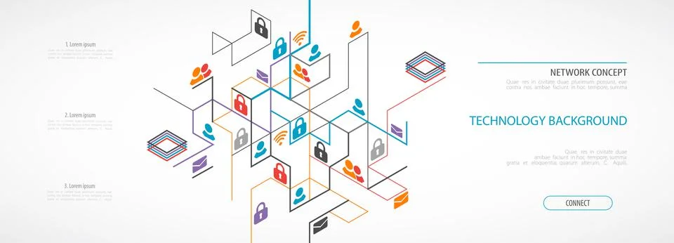 Network Concept. Isometric theme for your business. 스톡 일러스트