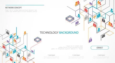 Network Concept. Isometric theme for your business. Illustrazione stock