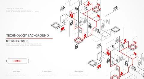 Network Concept. Isometric theme for your business. Illustrazione stock
