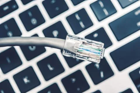 Network concept with rj 45 network cable Stock Photos