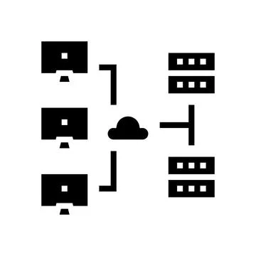 Network configuration repair computer glyph icon vector illustration 스톡 일러스트