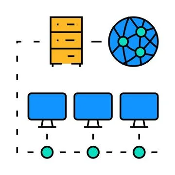 Network configuration repair computer icon color illustration Illustrazione stock