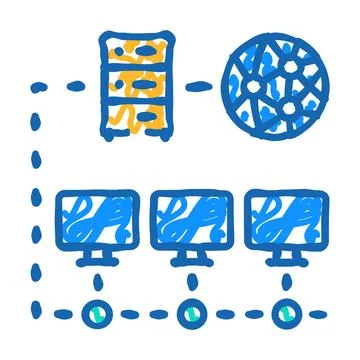 Network configuration repair computer icon doodle illustration Stock Illustration