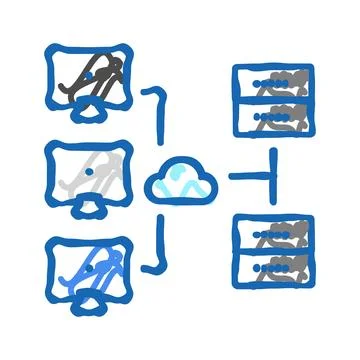 Network configuration repair computer icon doodle illustration Stock Illustration