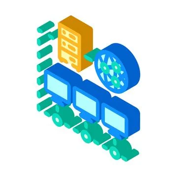 Network configuration repair computer isometric icon vector illustration Illustrazione stock