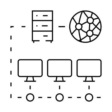 Network configuration repair computer line icon vector illustration Stock Illustration