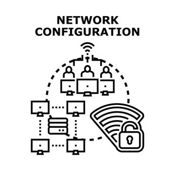 Network configuration setup and secure data connection Stock Illustration