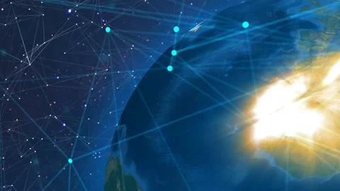 Network connected background. Elements of this image furnished by NASA Stock Footage 134853080
