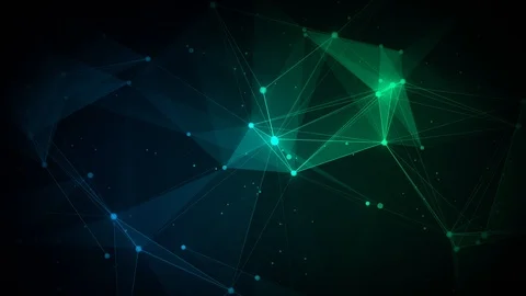 Network connected lines blue and green Vidéo 88742655