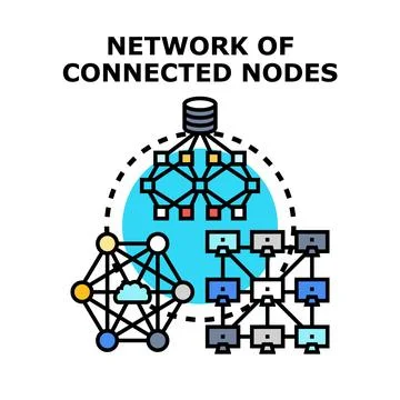 Network of connected nodes data processing concept Stock Illustration