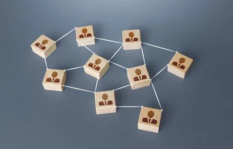 Network of connected people. Interaction between employees and community memb Stock Photos