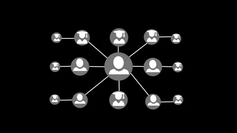 Network of connected user icons showing central user node linked to surroun.. Stock-Footage 337078338