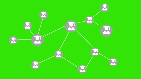 Network of connected user nodes with academic avatars animation Stock Footage 337078555