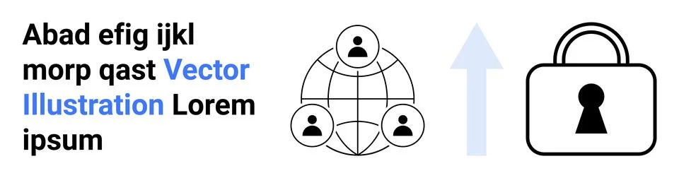 Network of connected users illustrating global communication. Blue arrow poin Stock Illustration