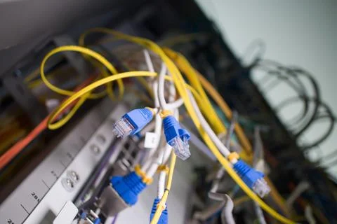 Network Connecting computers together in the same building as limited. Or on  Stock Photos