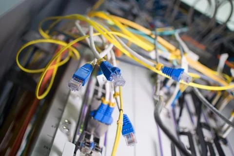 Network Connecting computers together in the same building as limited. Or on  Stock Photos