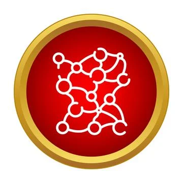 Network connecting nodes in red gold button 스톡 일러스트