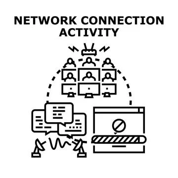 Network connection activity concept working with digital data Illustrazione stock