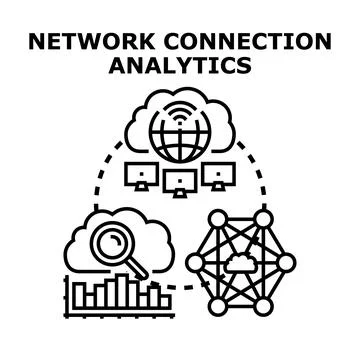 Network connection analytics connecting data and technology Stock Illustration