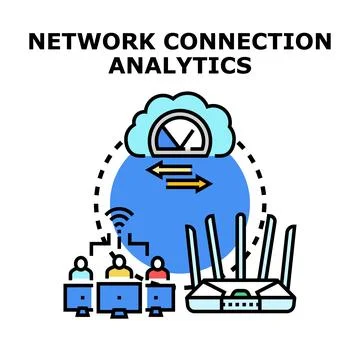 Network connection analytics evaluating data transfer speed Stock Illustration