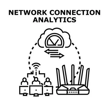 Network connection analytics evaluating data transfer speed 스톡 일러스트