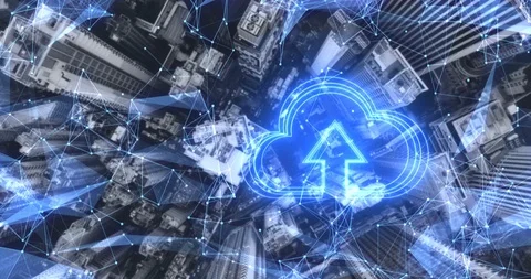 Network connection and cloud storage technology concept on modern and smart city Stock Footage 105691872