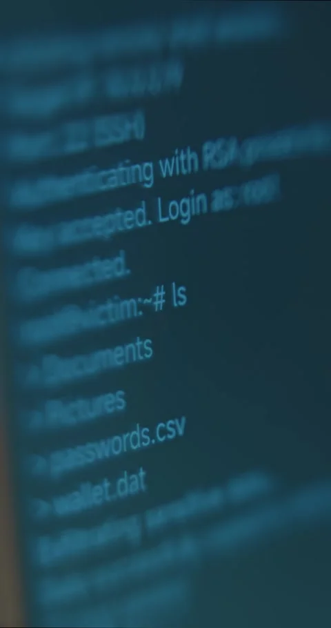 Network connection and file transfer commands, hacking concept Stock Footage 323368647