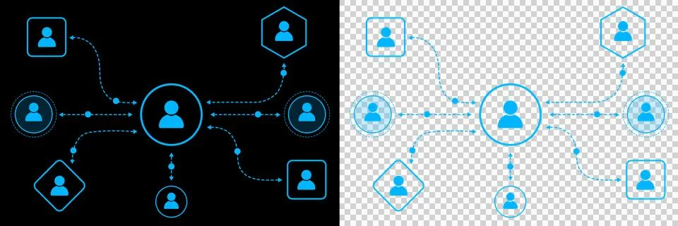 Network Connection and User Interaction Concept with Central Profile  Stock-Illustration