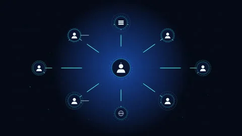 Network connection animation with glowing user nodes, blue technology 스톡 동영상 346544682