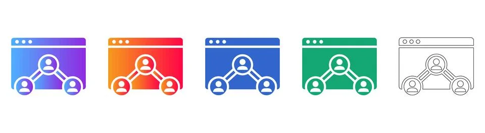 Network Connection Browser Interface Icon Set 스톡 일러스트