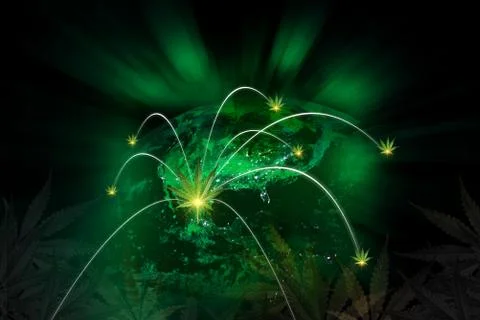 Network connection of cannabis Stock Illustration